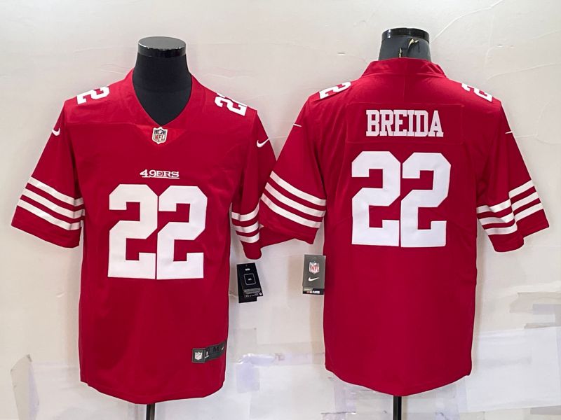 Men San Francisco 49ers #22 Breida Red New 2022 Nike Limited Vapor Untouchable NFL Jersey